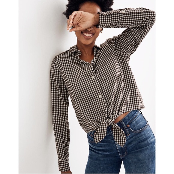 Madewell Tops - Madewell Flannel Gingham Tie-Front Shirt